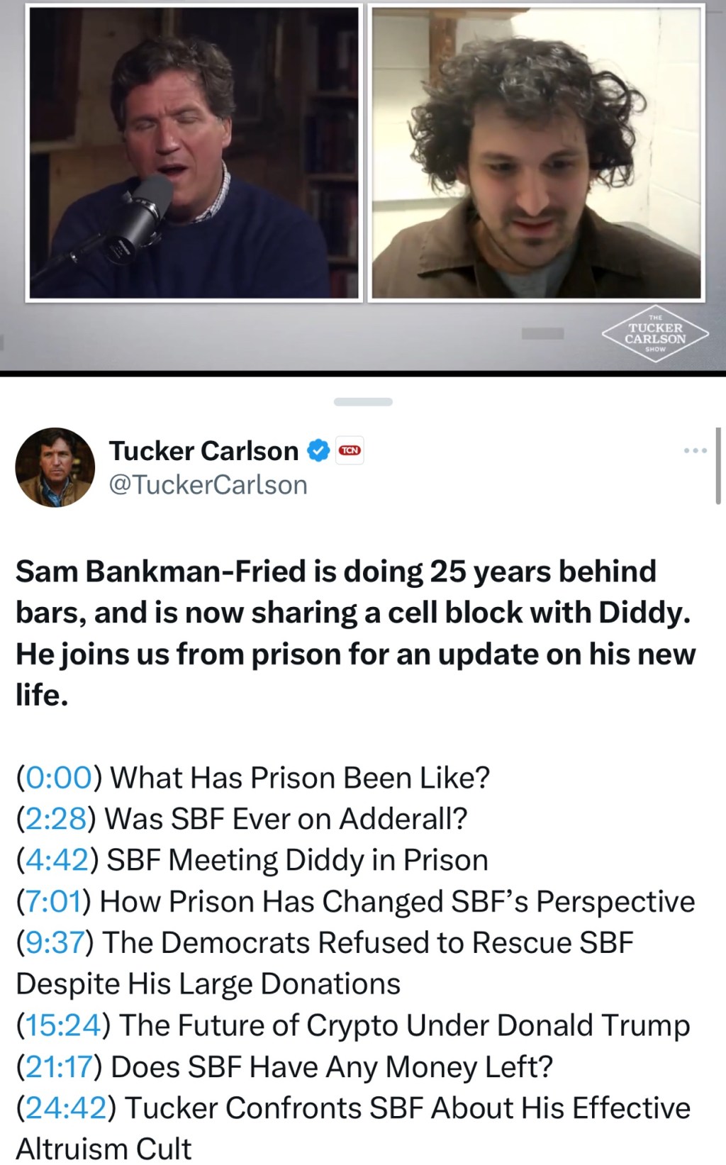 Sam Bankman-Fried Joins Tucker&nbsp;Carlson