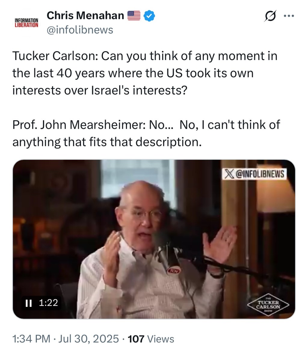 Can you think of any moment in the last 40 years where the US took its own interests over Israel’s&nbsp;interests?