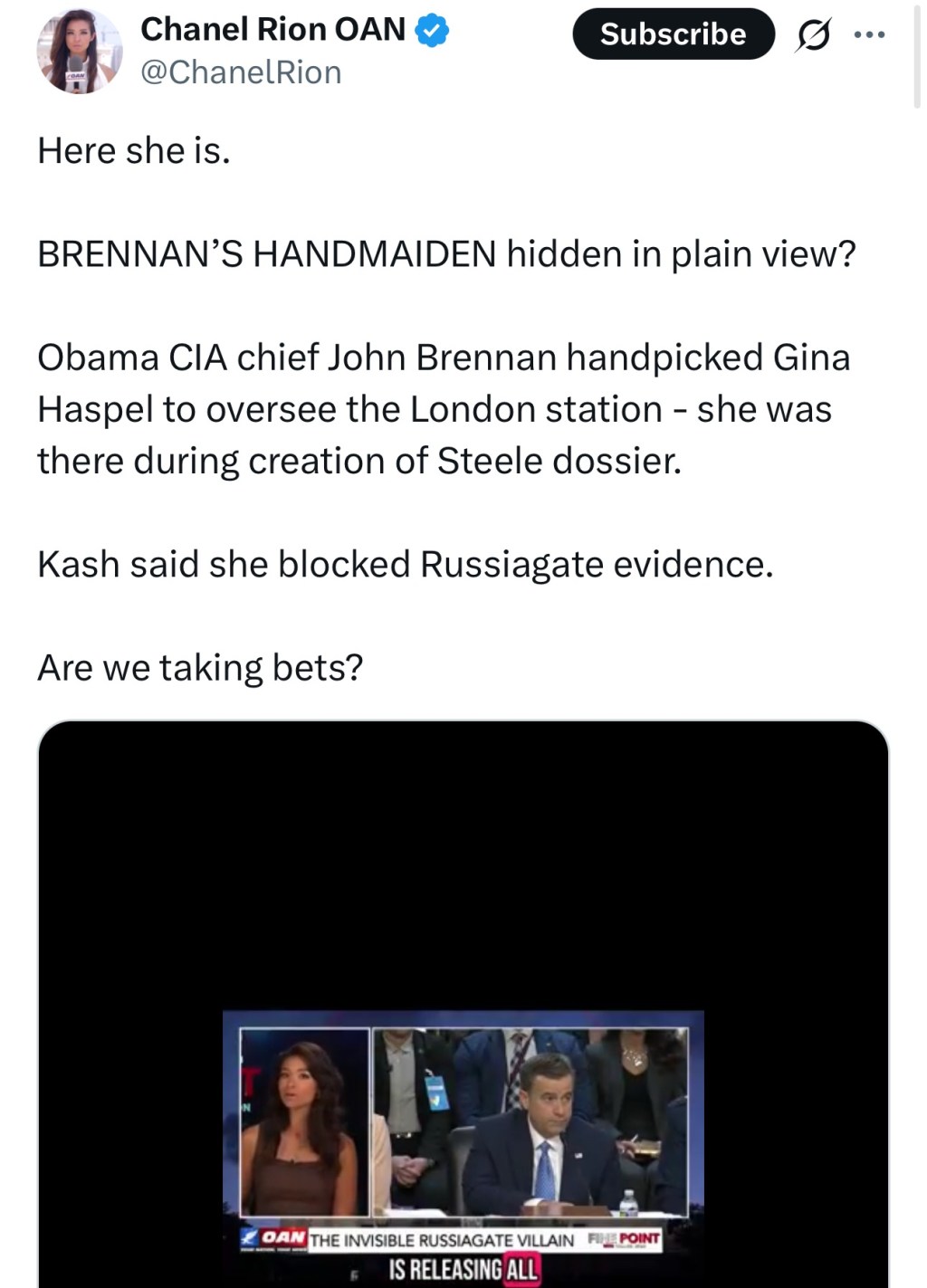 Obama CIA chief John Brennan handpicked Gina Haspel to oversee the London station – she was there during creation of Steele&nbsp;dossier