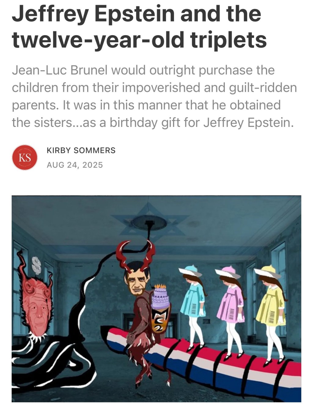 Jeffrey Epstein and the twelve-year-old&nbsp;triplets