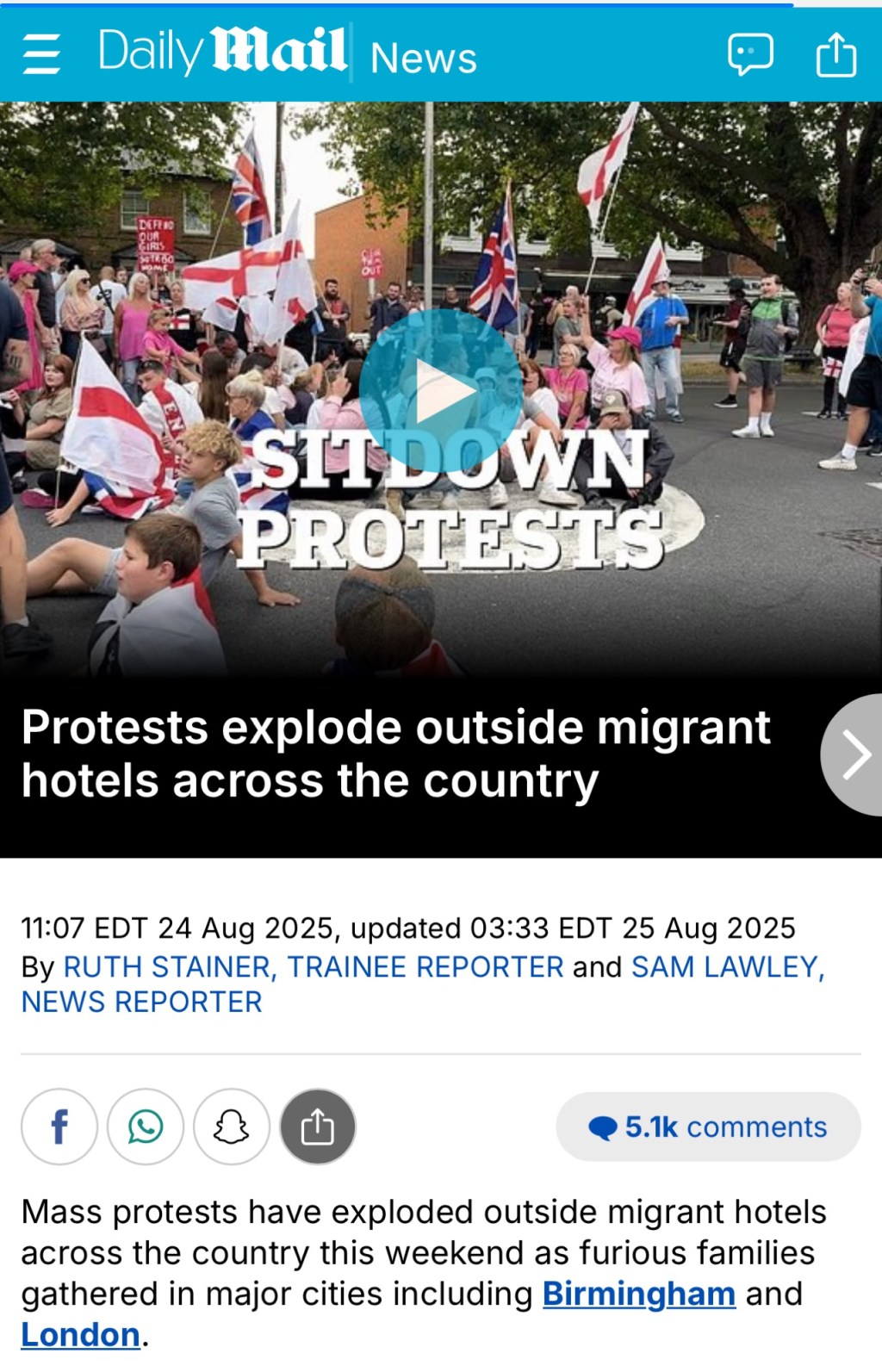 Mass protests in the UK over migrant&nbsp;hotels