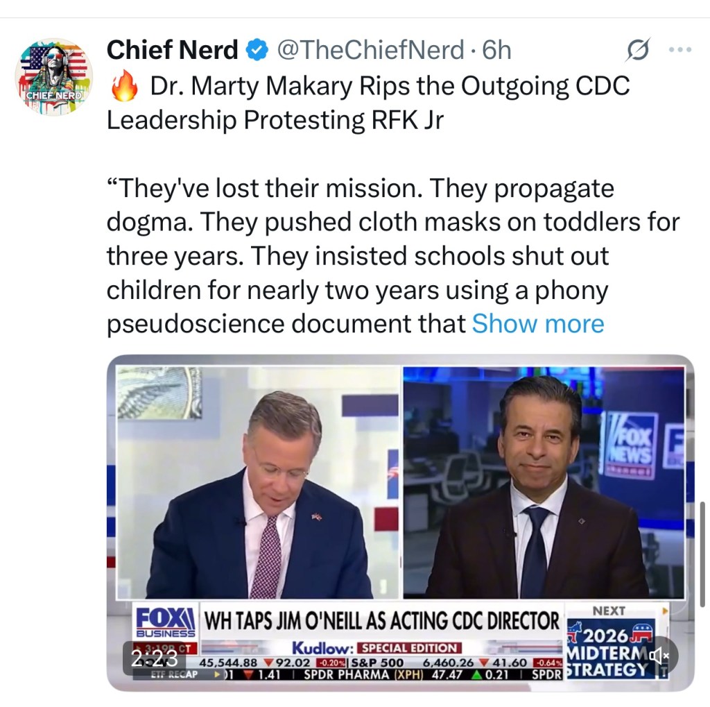 Dr. Marty Makary Rips the Outgoing CDC Leadership Protesting RFK&nbsp;Jr