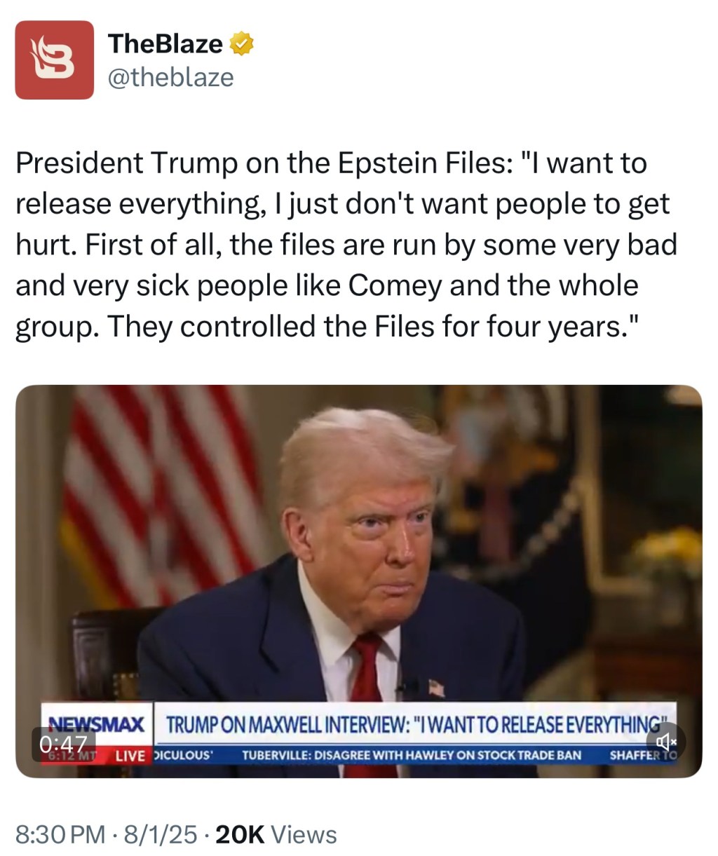 Trump on Epstein: Very Sick People Controlled Those Files For Four&nbsp;Years