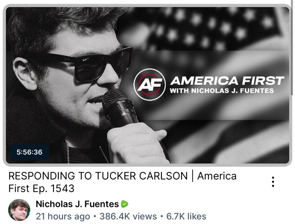 Nick Fuentes responds to Tucker Carlson and Candace&nbsp;Owens