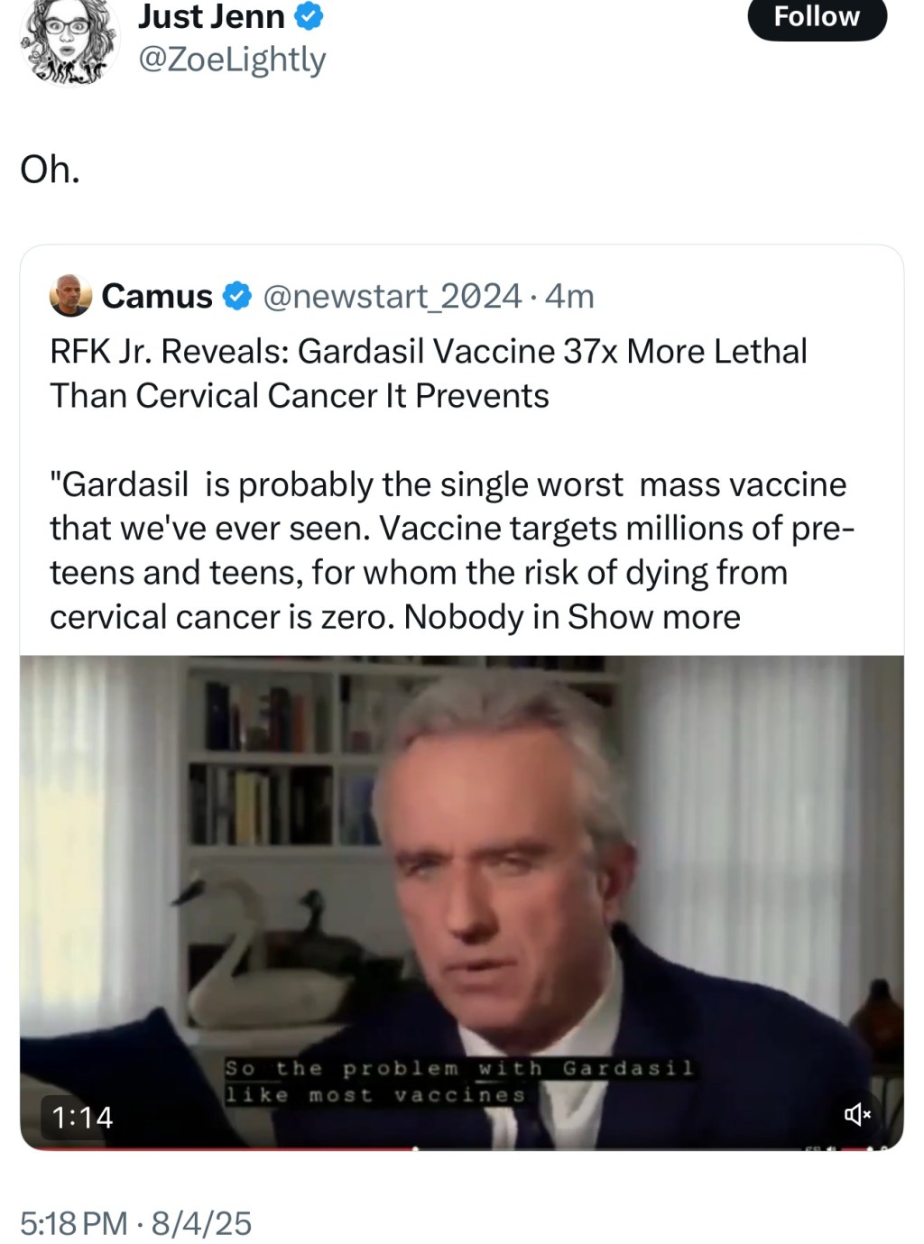 RFK Jr. Reveals: Gardasil Vaccine 37x More Lethal Than Cervical Cancer It&nbsp;Prevents