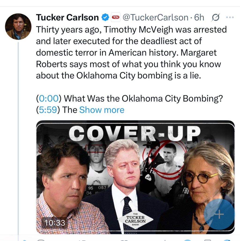 Tucker Carlson with Margaret&nbsp;Roberts