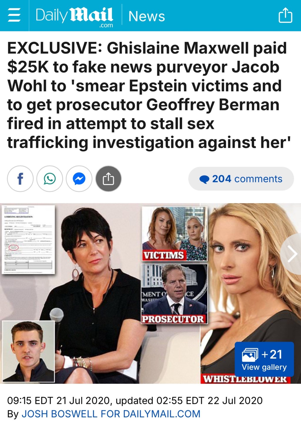 FLASHBACK: Ghislaine Maxwell paid $25K to fake news purveyor Jacob Wohl to smear Epstein&nbsp;victims