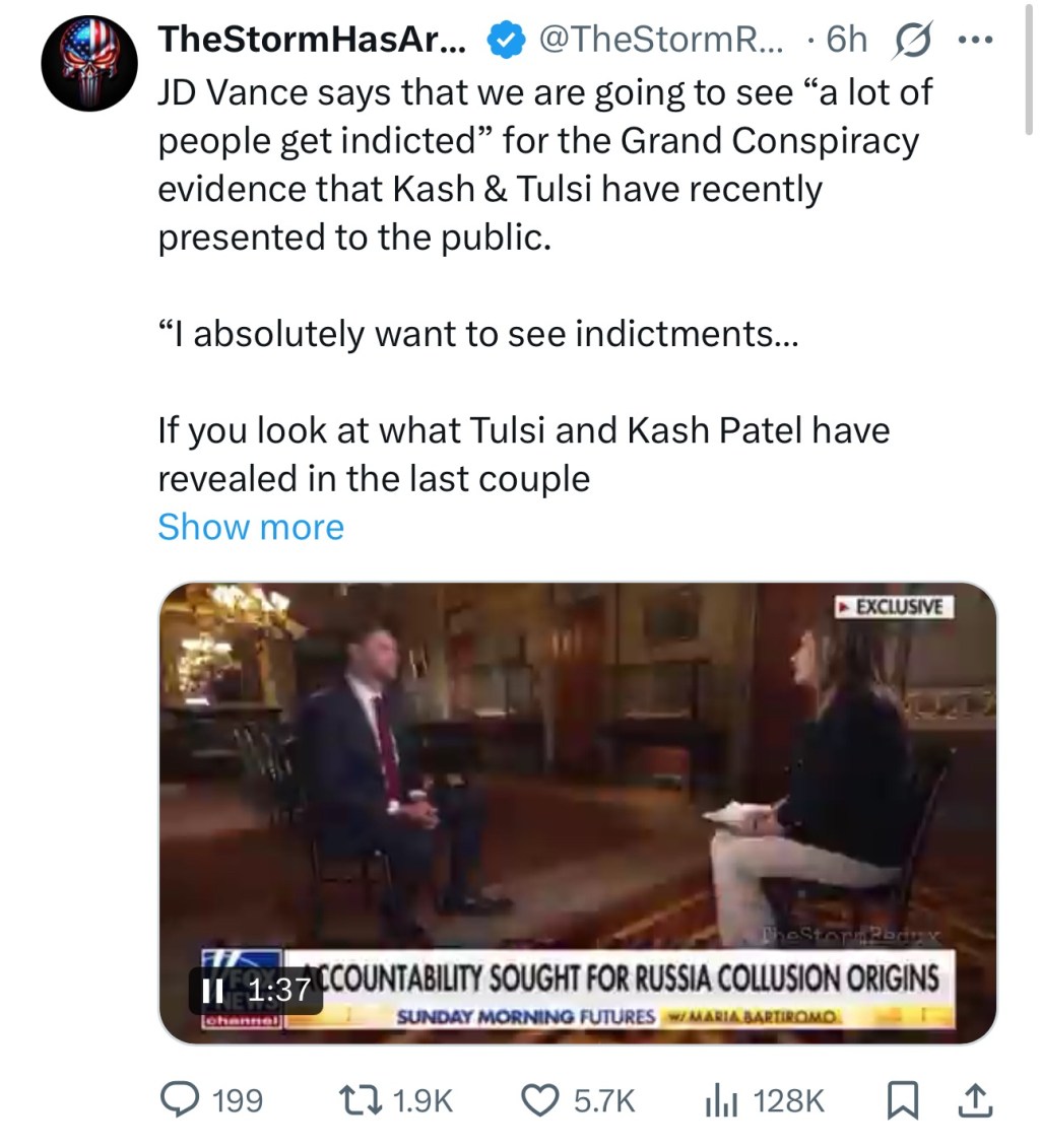 JD Vance says that we are going to see “a lot of people get&nbsp;indicted”