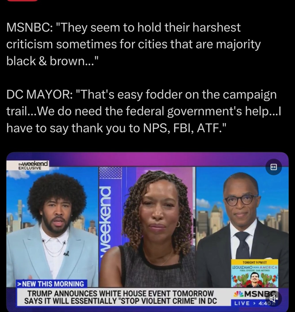 MSNBC claims Trump’s plan to federalize D.C. is&nbsp;racist