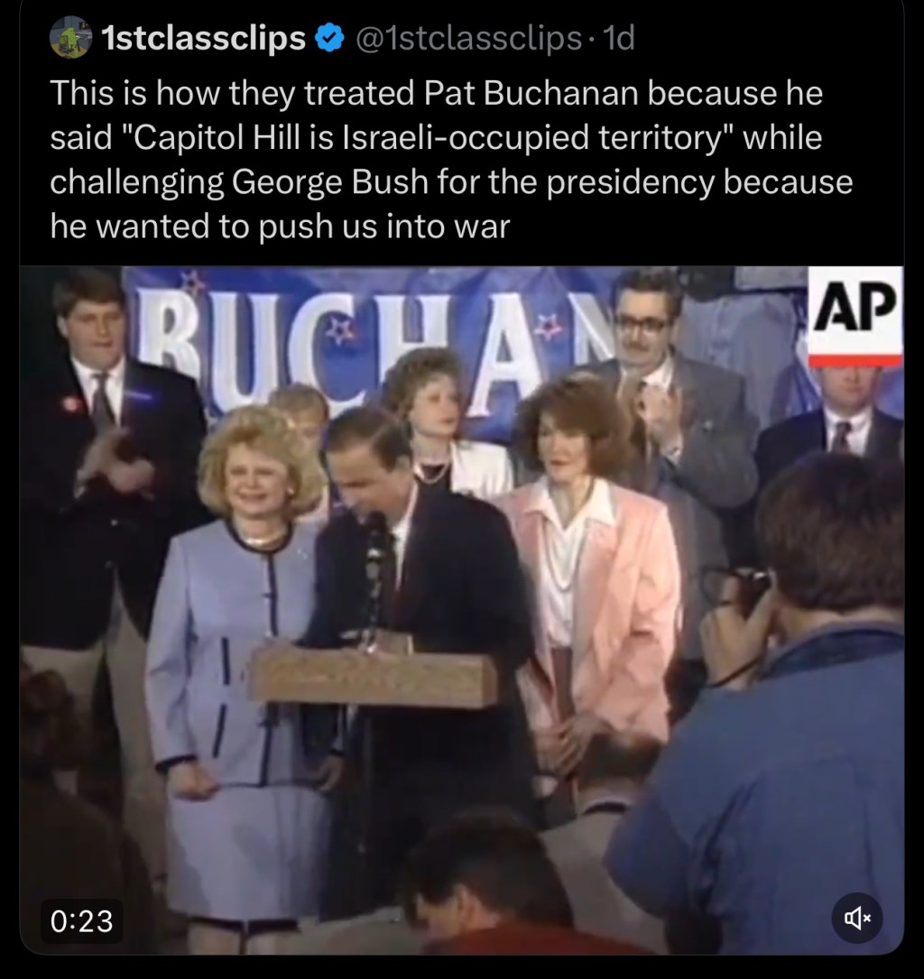 FLASHBACK: Pat Buchanan shoves Jewish protestors off&nbsp;stage