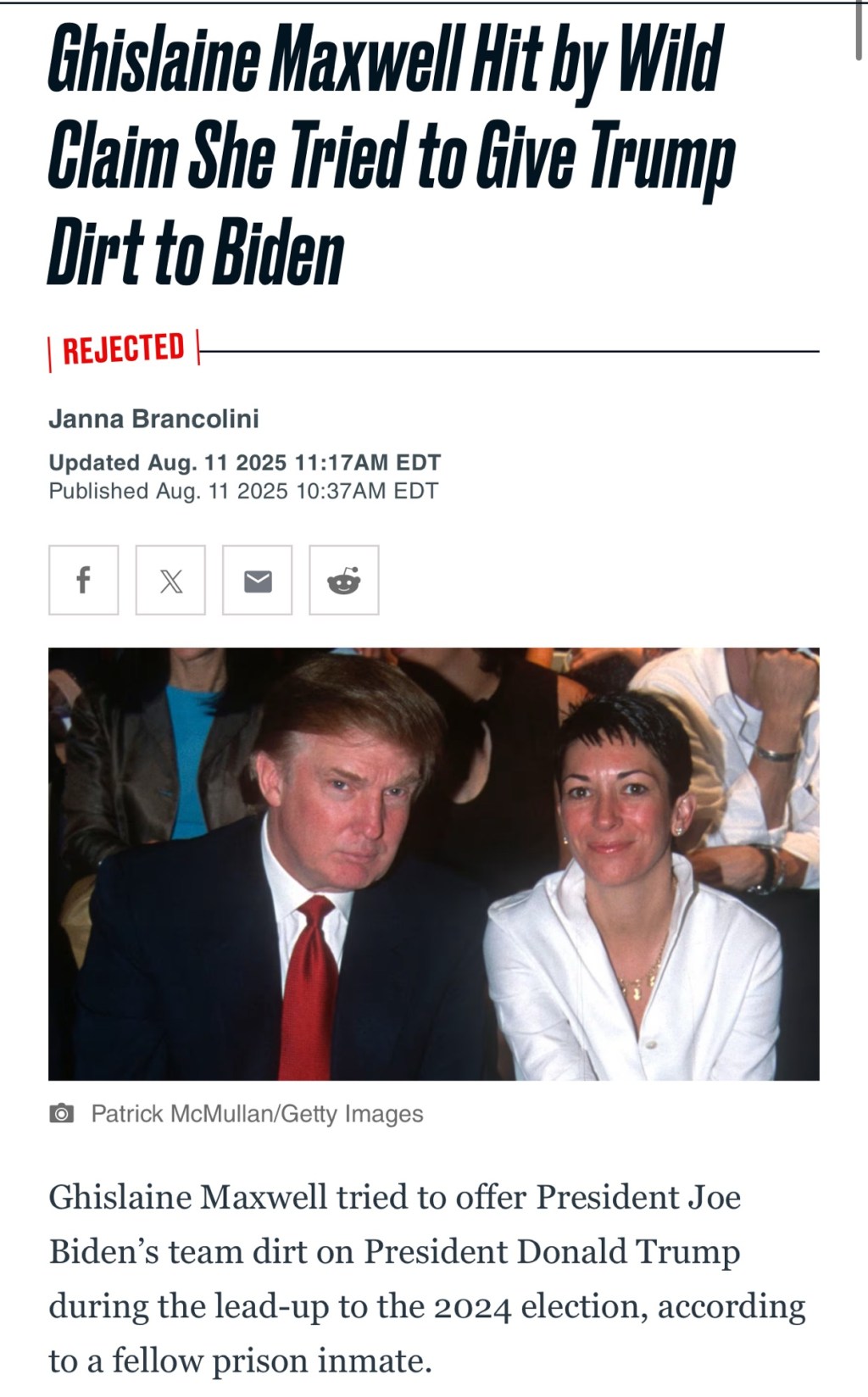 Ghislaine Maxwell Hit by Wild Claim She Tried to Give Trump Dirt to&nbsp;Biden