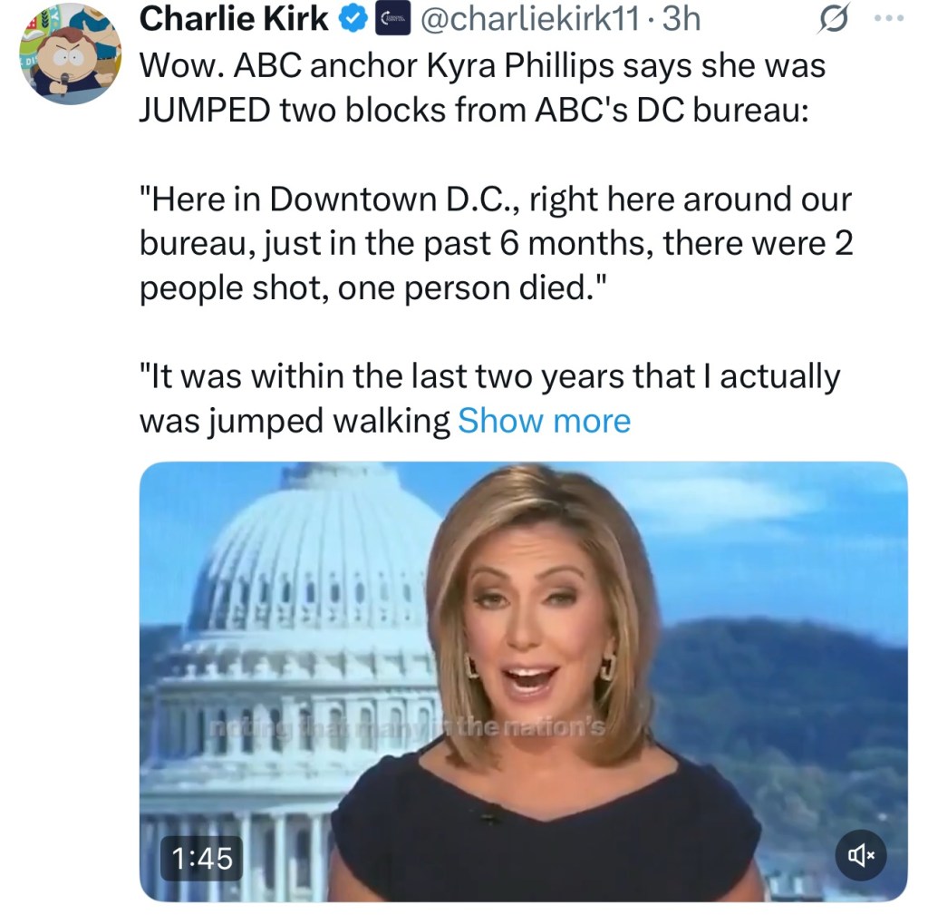 ABC anchor Kyra Phillips says she was JUMPED two blocks from ABC’s DC&nbsp;bureau