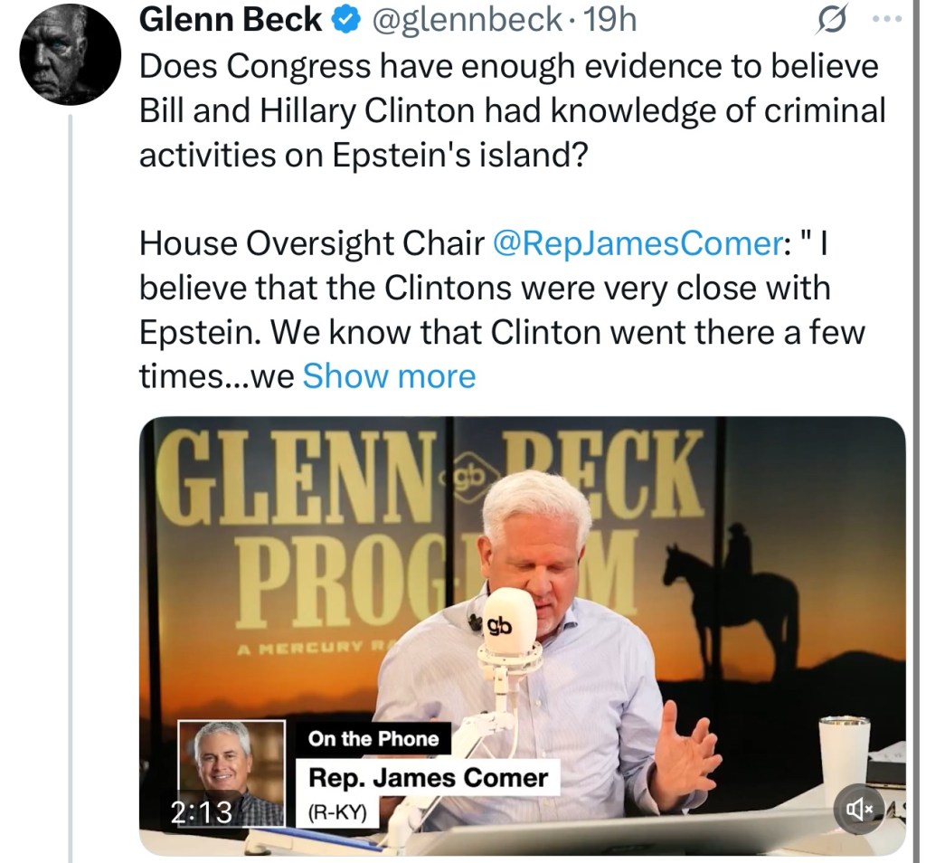 Does Congress have enough evidence to believe Bill and Hillary Clinton had knowledge of criminal activities on Epstein’s&nbsp;island?