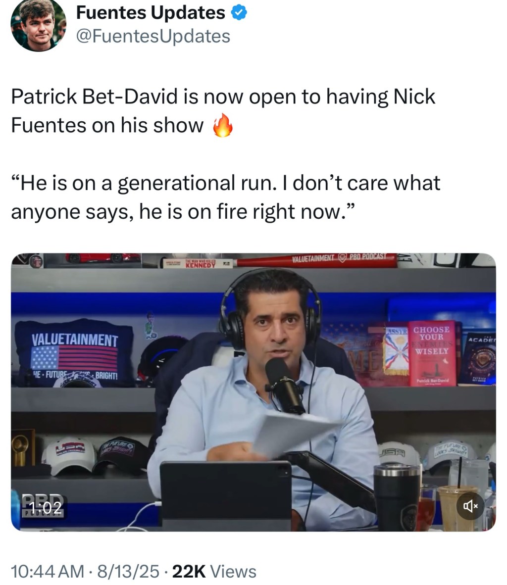 Patrick Bet-David is now open to having Nick Fuentes on his&nbsp;show