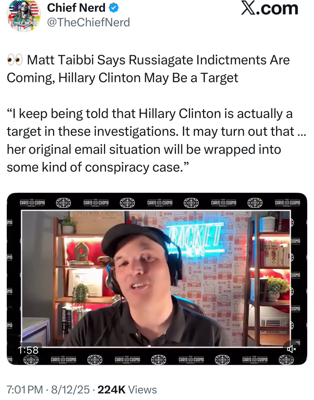 Matt Taibbi Says Russiagate Indictments Are Coming, Hillary Clinton May Be a&nbsp;Target