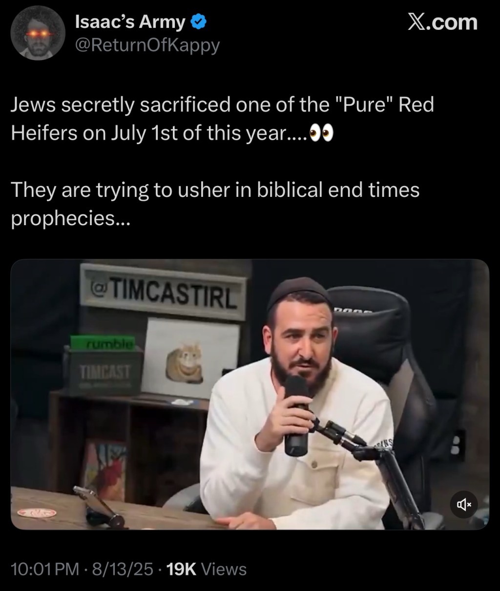 Jews secretly sacrificed one of the “Pure” Red Heifers on July 1st of this&nbsp;year