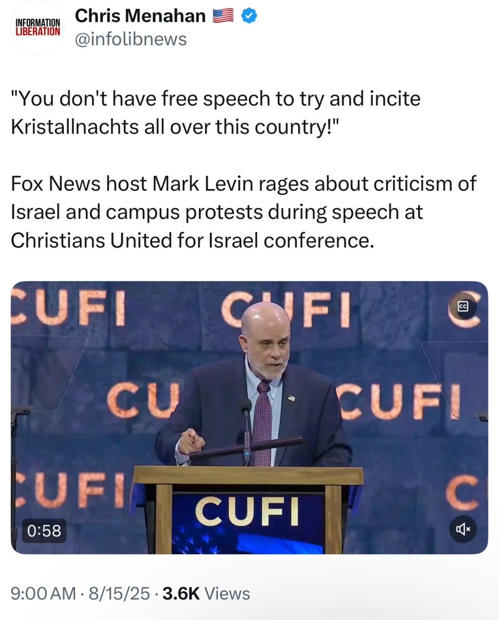 Mark Levin: “You don’t have free speech to try and incite Kristallnachts all over this&nbsp;country!”