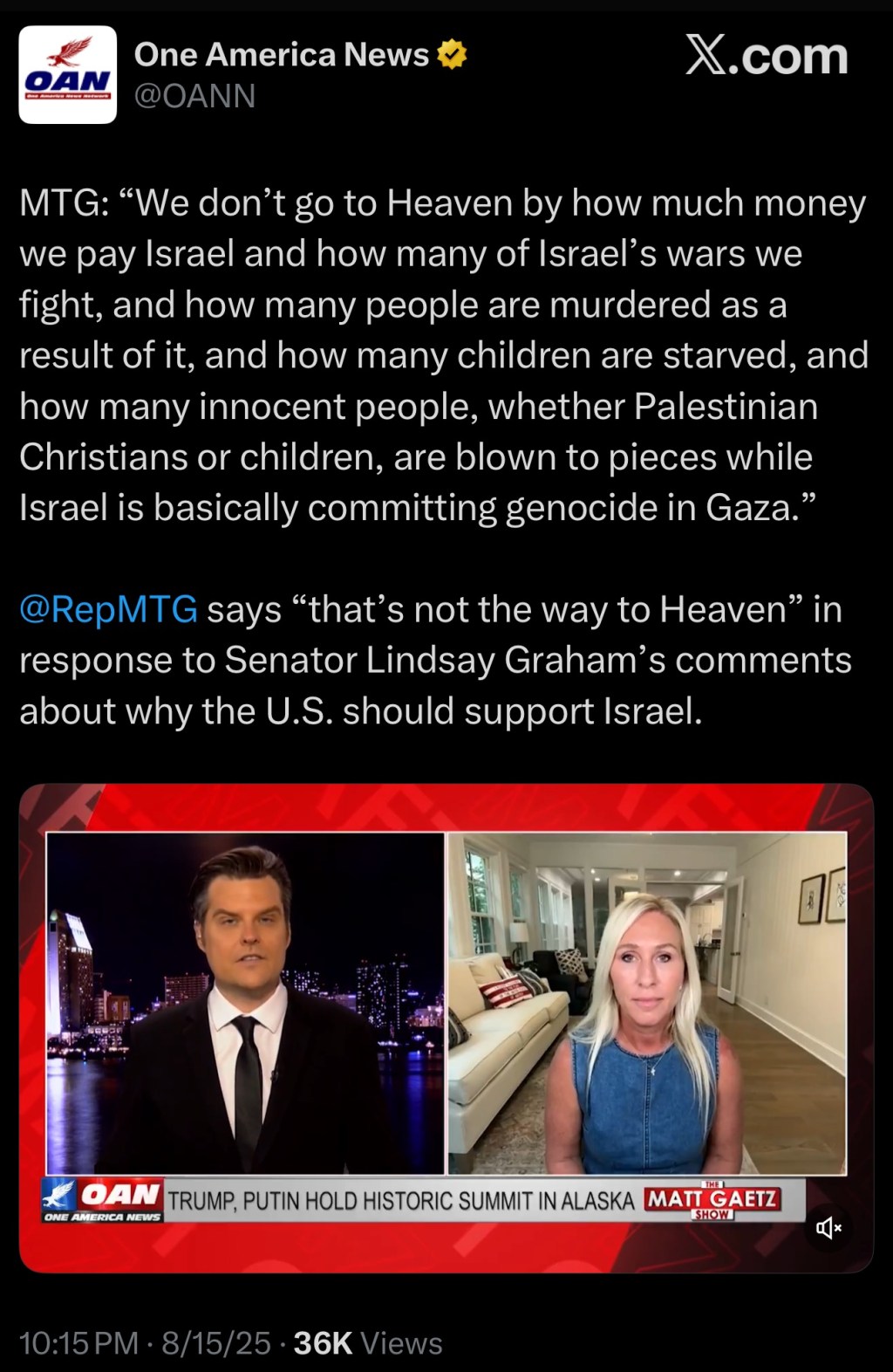 MTG: “We don’t go to Heaven by how much money we pay israel and how many of israel’s wars we&nbsp;fight”