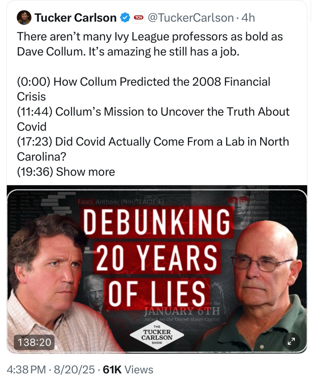 Tucker Carlson with Dave Collum&nbsp;(Full)