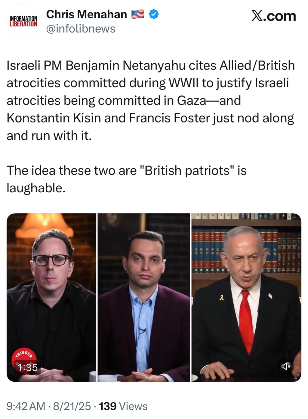 Israeli PM Benjamin Netanyahu cites Allied/British atrocities committed during WWII to justify Israeli atrocities being committed in&nbsp;Gaza