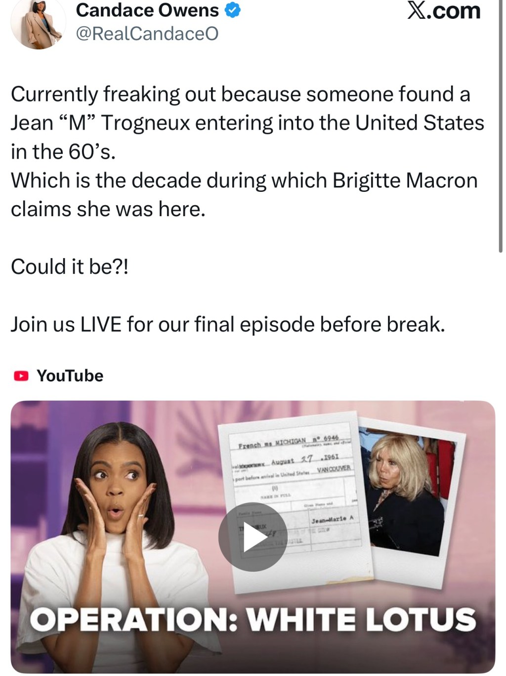 Candace Owens: Who is Jean “M”&nbsp;Trogneux?