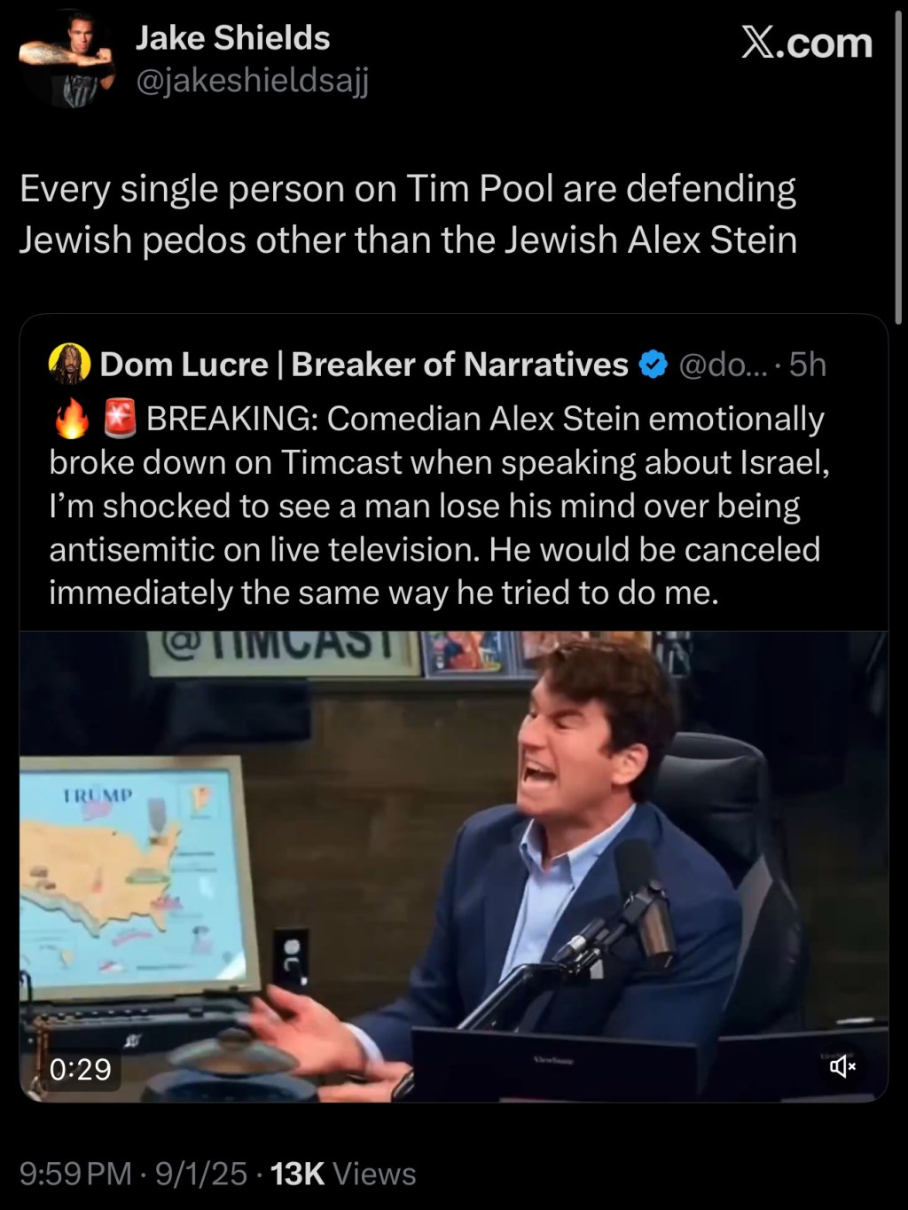Every single person on Tim Pool are defending Jewish pedos other than the Jewish Alex&nbsp;Stein