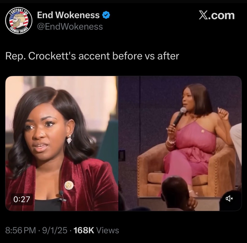 Rep. Crockett’s accent before vs&nbsp;after