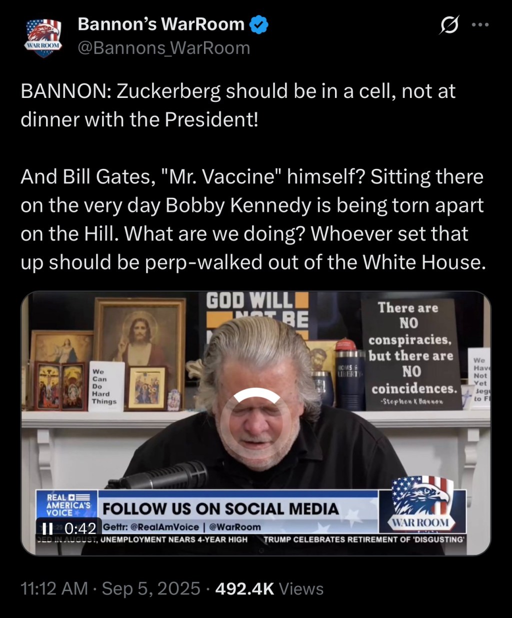 BANNON: Zuckerberg should be in a cell, not at dinner with the&nbsp;President!