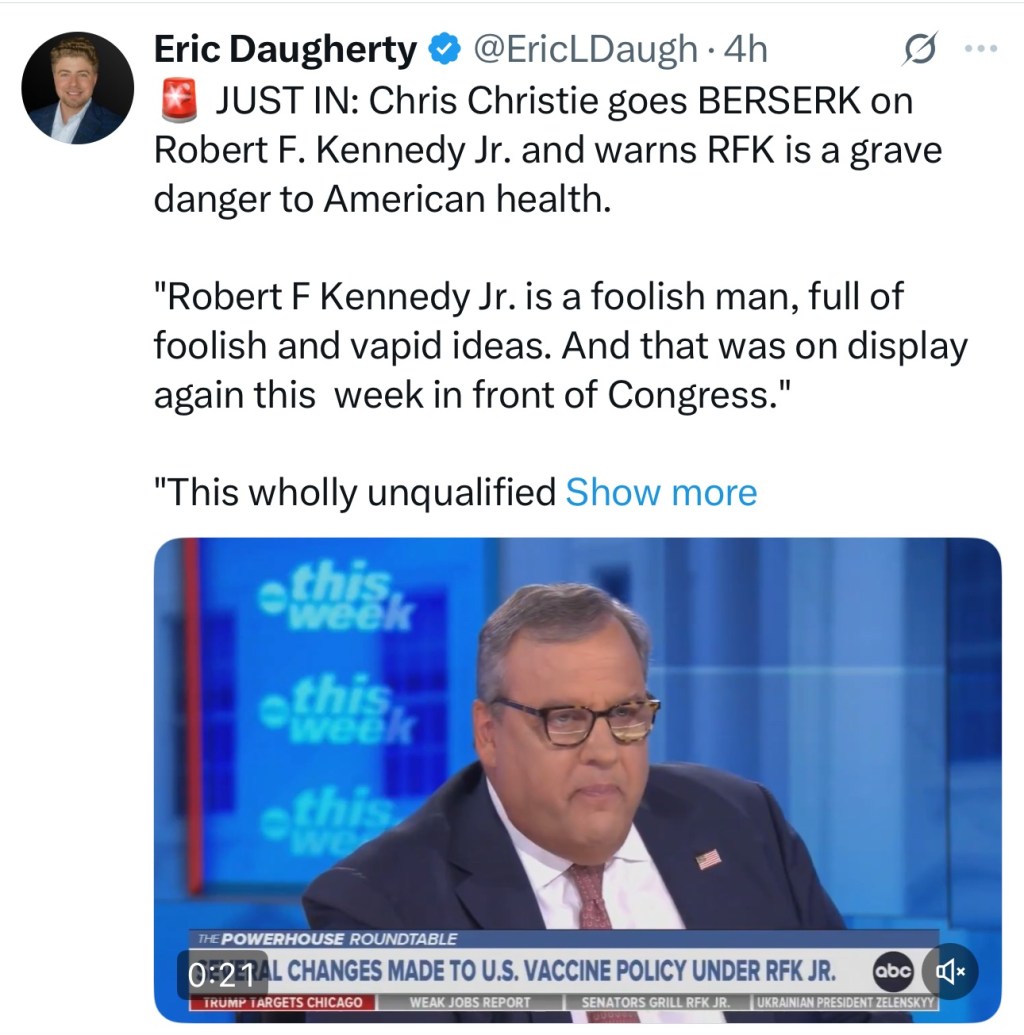 Chris Christie goes BERSERK on Robert F. Kennedy Jr. and warns RFK is a grave danger to American&nbsp;health.