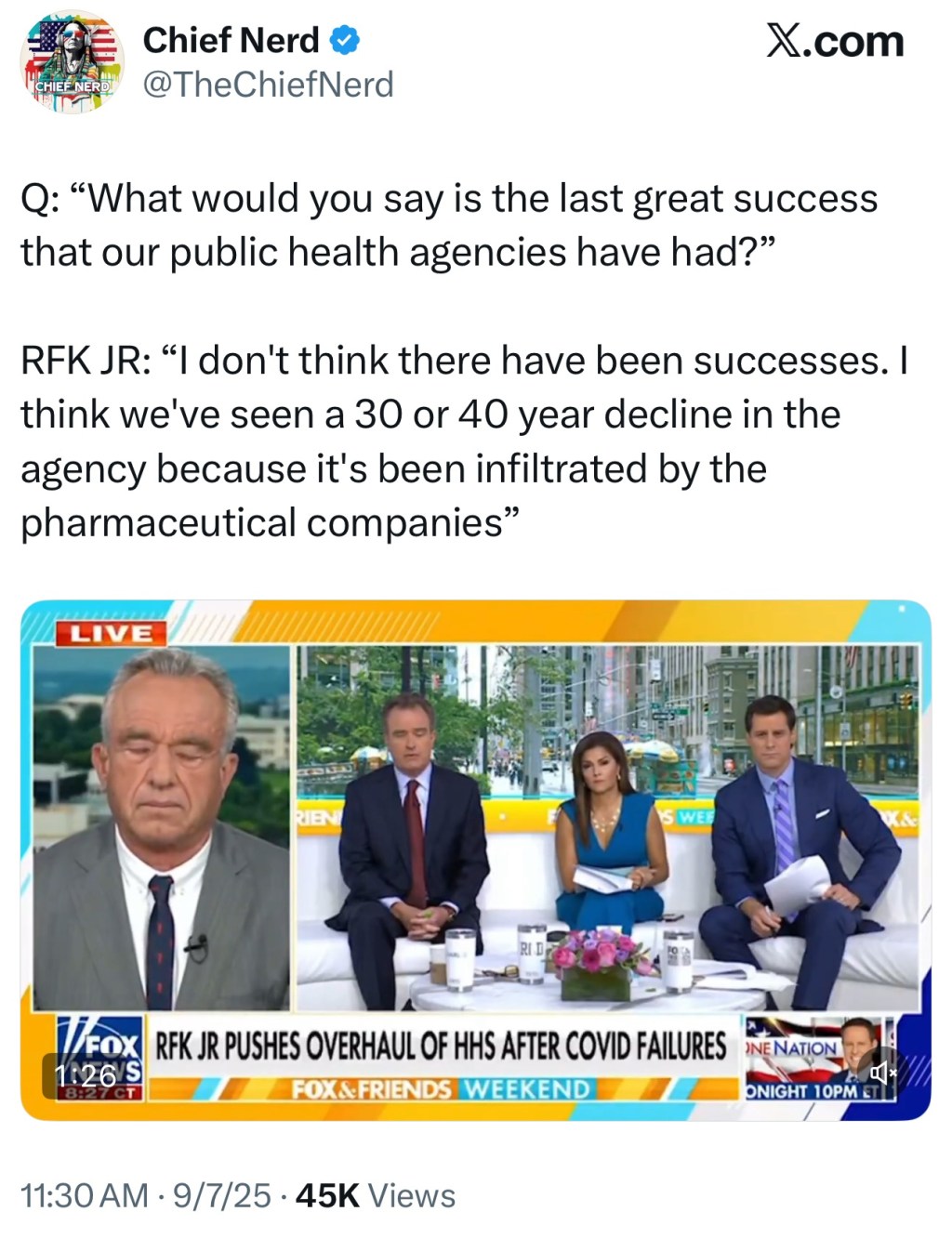 “What would you say is the last great success that our public health agencies have&nbsp;had?”