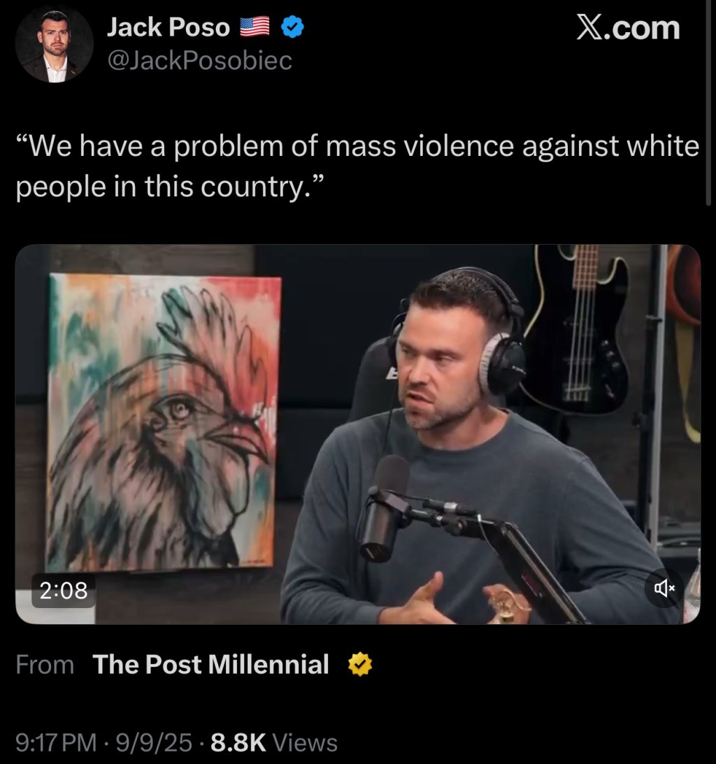 “We have a problem of mass violence against white people in this&nbsp;country.”