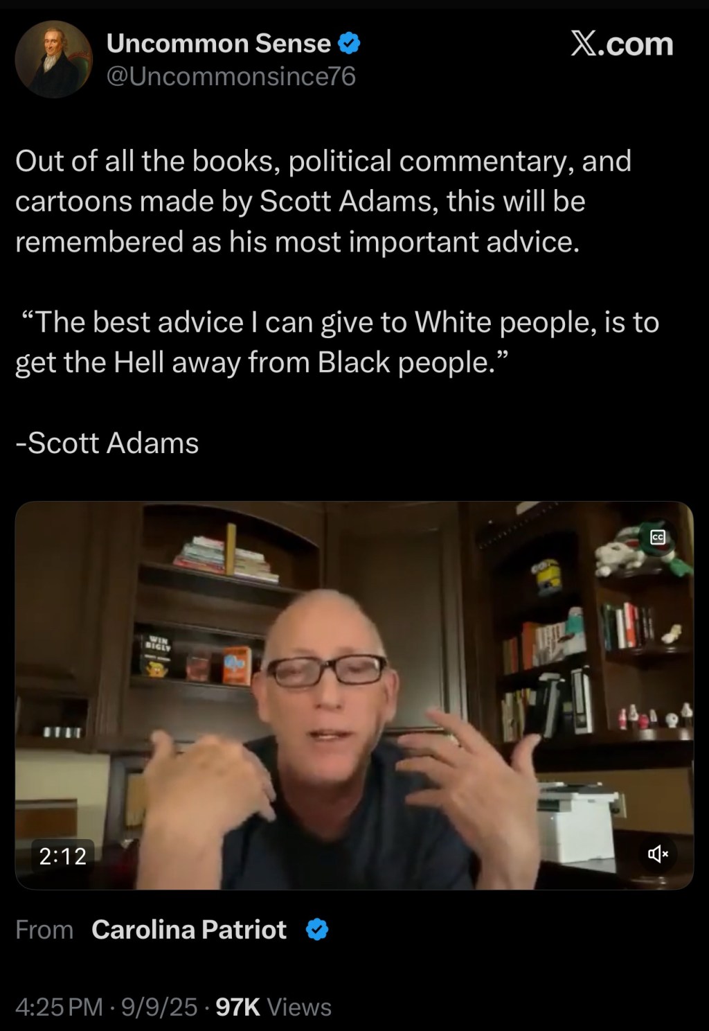 “The best advice I can give to White people, is to get the Hell away from Black&nbsp;people.”