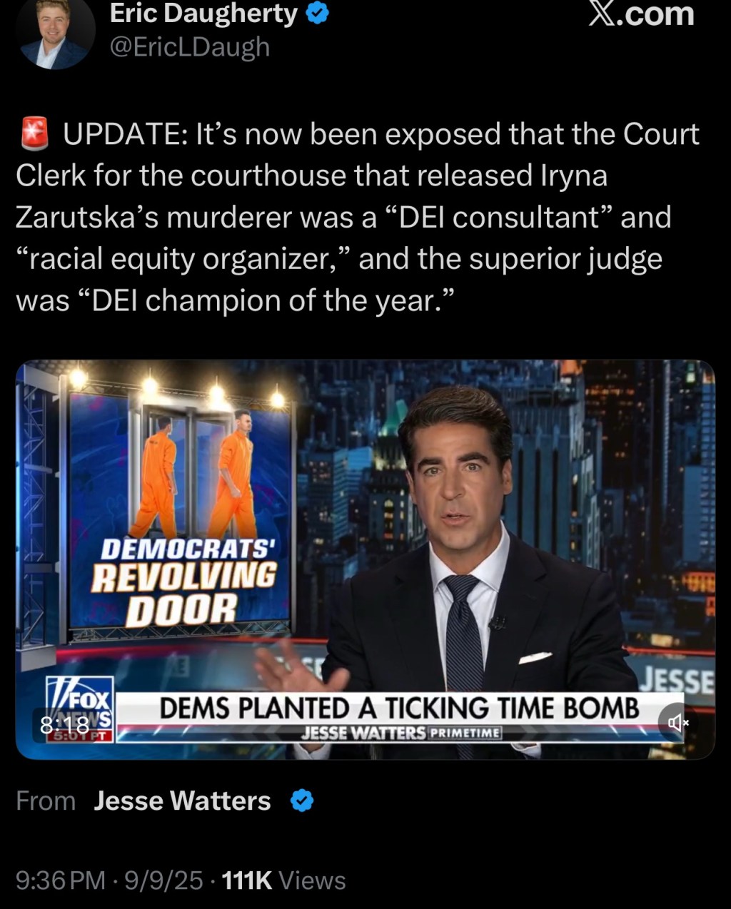 UPDATE: It’s now been exposed that the Court Clerk for the courthouse that released Iryna Zarutska’s murderer was a “DEI consultant” and “racial equity organizer,” and the superior judge was “DEI champion of the&nbsp;year.”