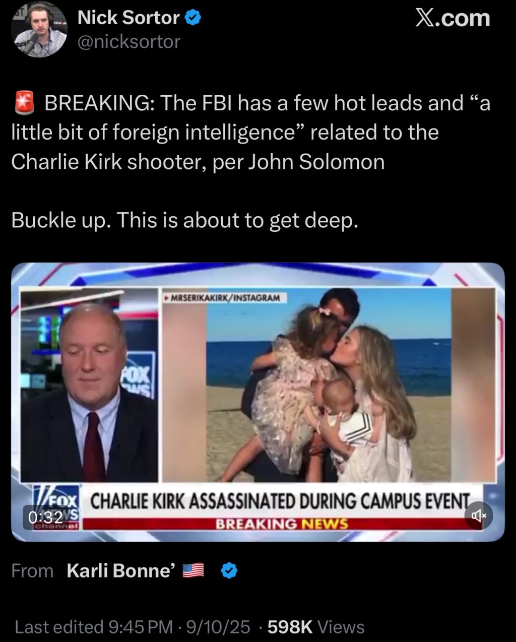 The FBI has a few hot leads and “a little bit of foreign intelligence” related to the Charlie Kirk shooter, per John&nbsp;Solomon