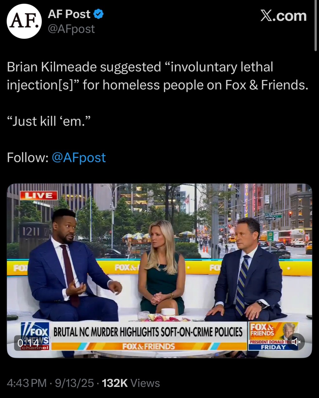 Brian Kilmeade suggested “involuntary lethal injection[s]” for homeless people on Fox &&nbsp;Friends.