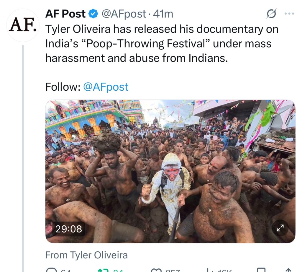 Tyler Oliveira has released the Indian Poop Festival footage under harassment from thousands of enraged&nbsp;Indians