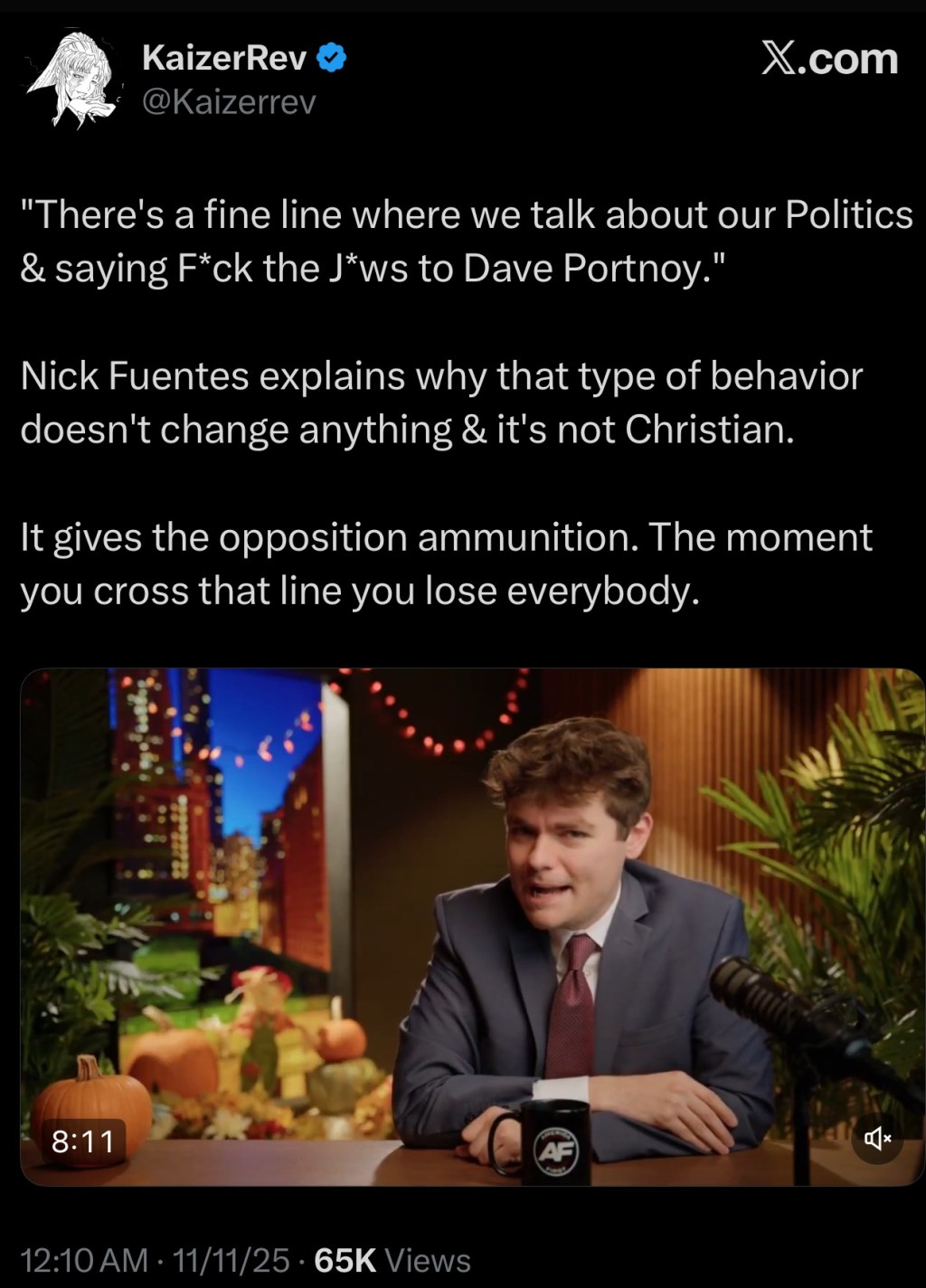 Nick Fuentes: Throwing Coins at Dave Portnoy is Not&nbsp;Helpful
