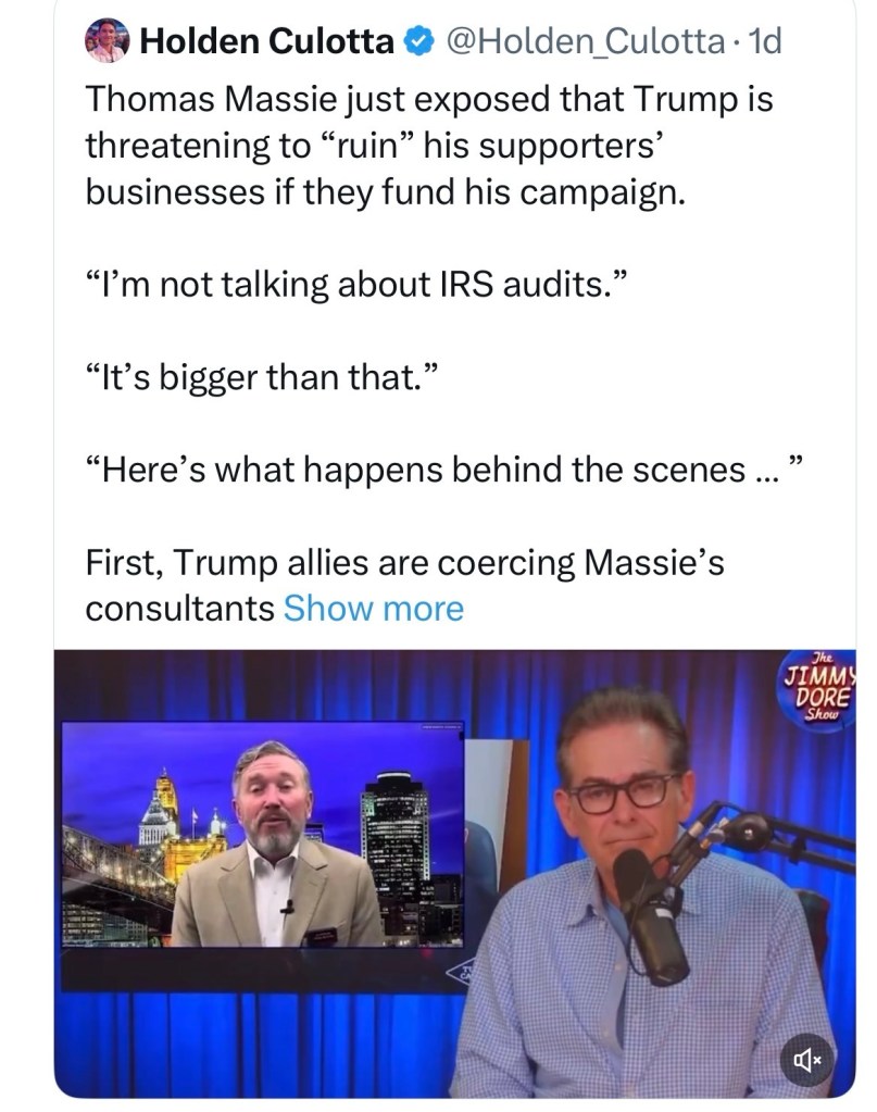 Thomas Massie Claims Trump is Threatening Donors to His&nbsp;Campaign