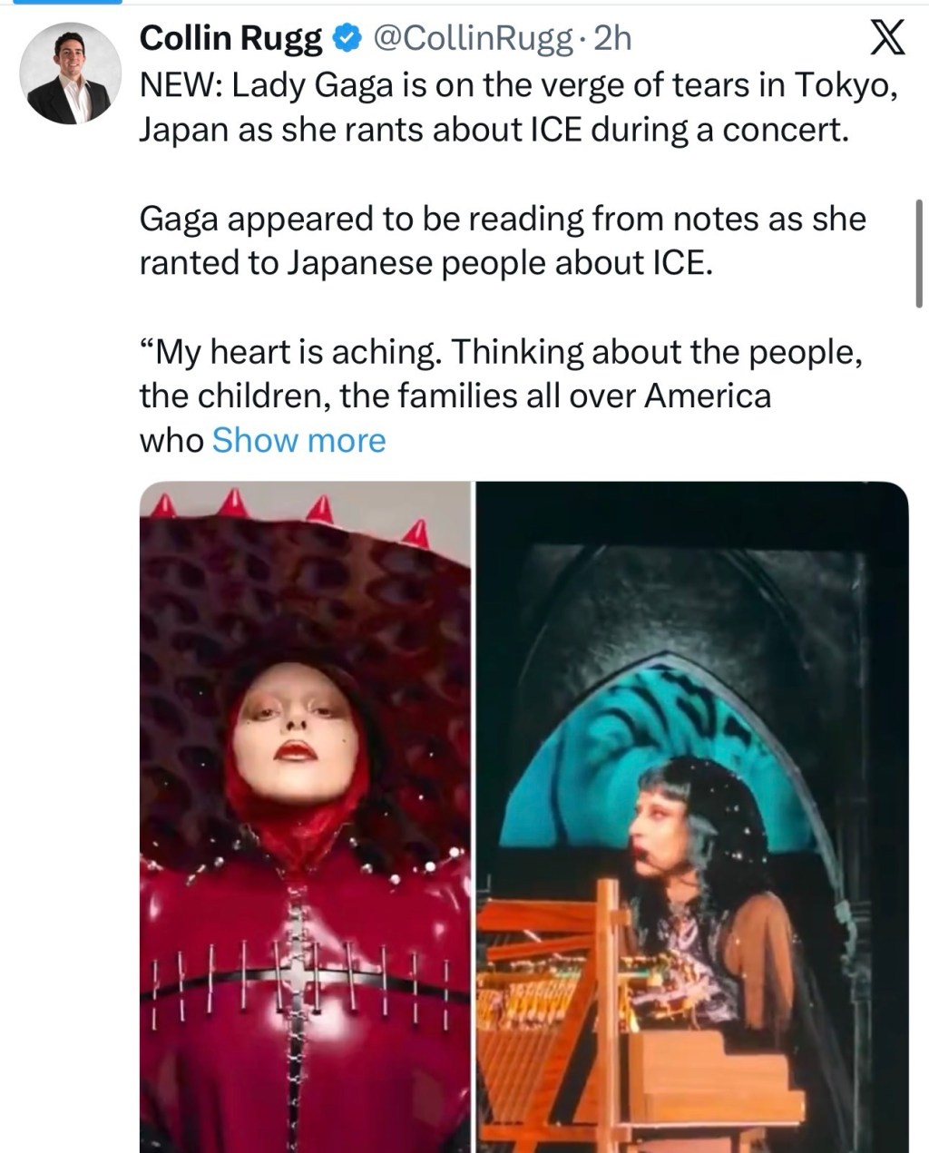 Lady Gaga Breaks Down on Stage Over ICE&nbsp;Raids