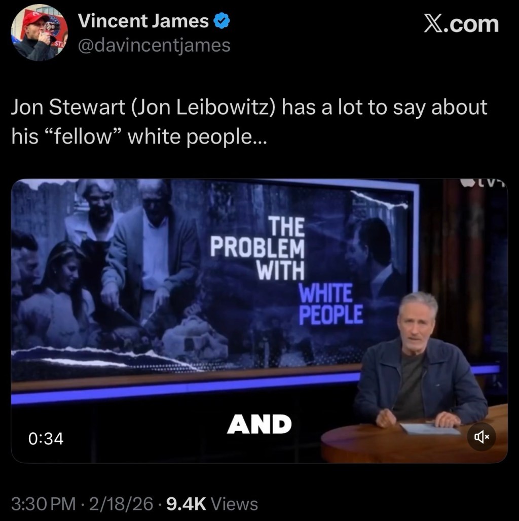 Jon Stewart (Jon Leibowitz) has a lot to say about his “fellow” white&nbsp;people…