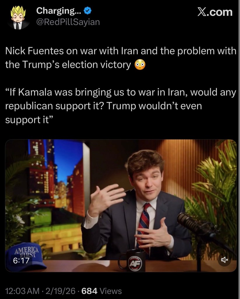 Nick Fuentes on war with Iran and the problem with the Trump’s election&nbsp;victory