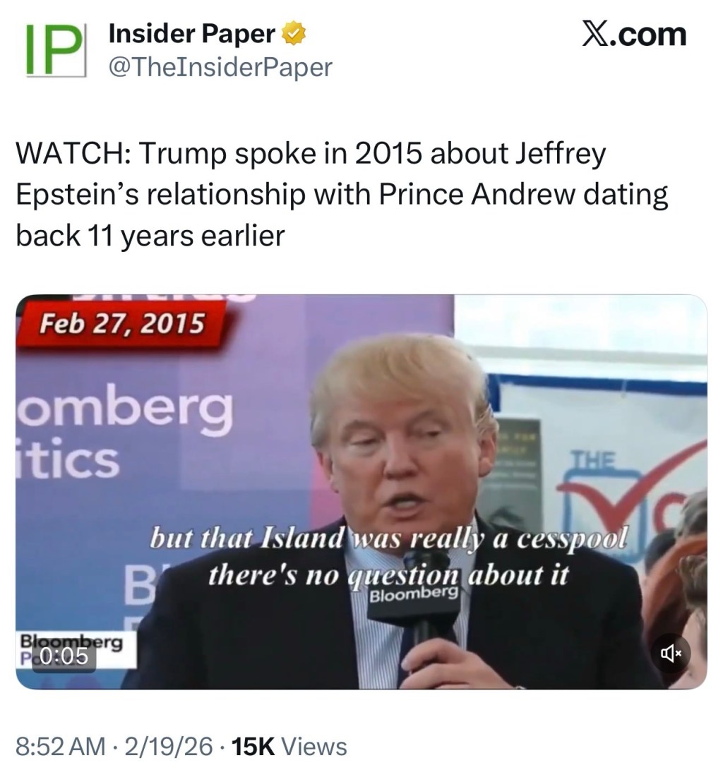 Trump spoke in 2015 about Jeffrey Epstein’s relationship with Prince Andrew dating back 11 years&nbsp;earlier