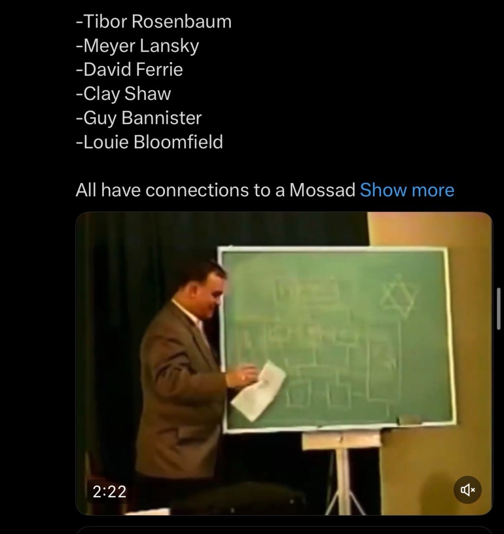 Watch as Michael Collins Piper lays out all the key players in the JFK assassination and their connection to the Mossad front Company&nbsp;Permindex.
