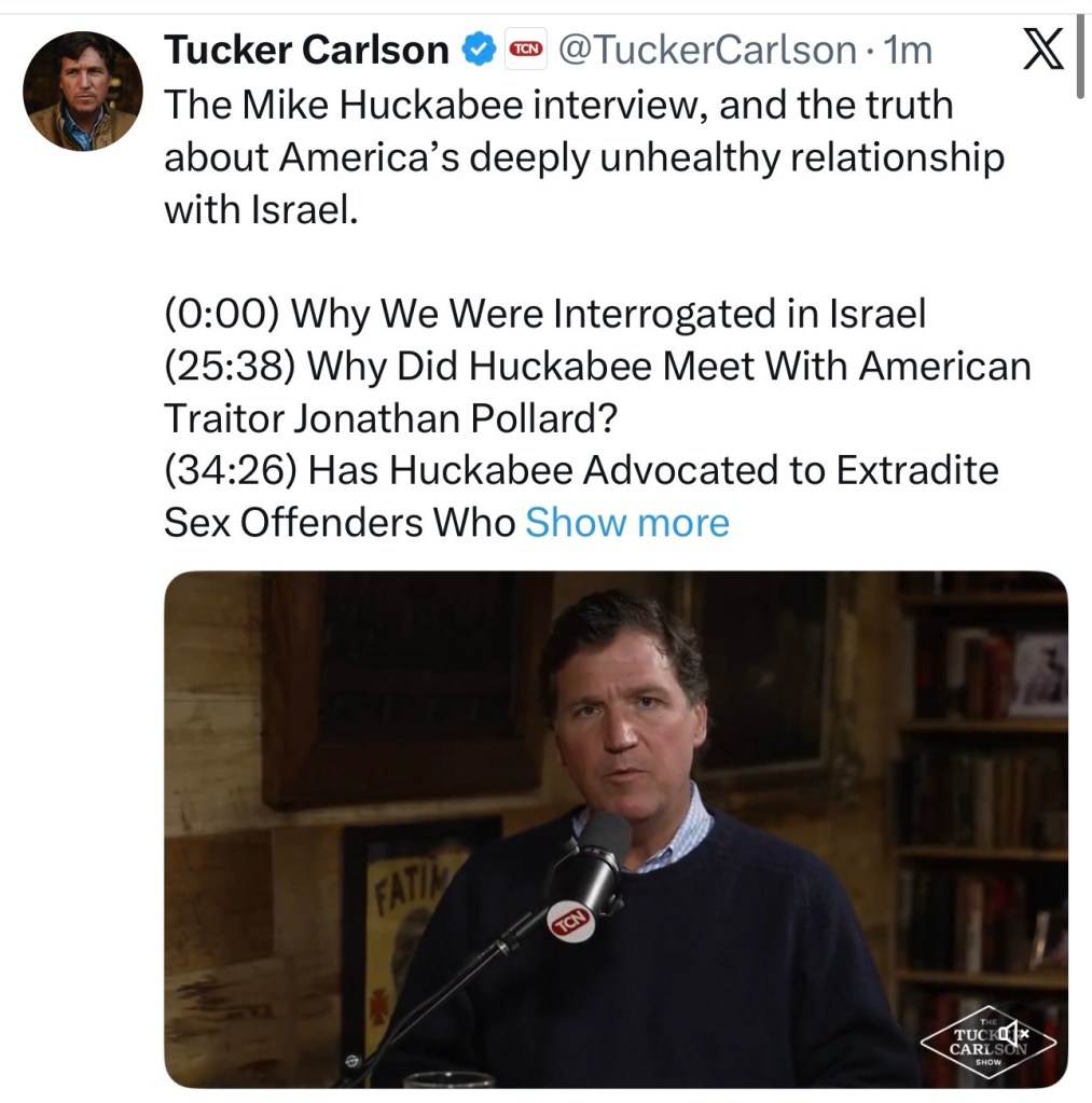 The Mike Huckabee interview, and the truth about America’s deeply unhealthy relationship with&nbsp;Israel.