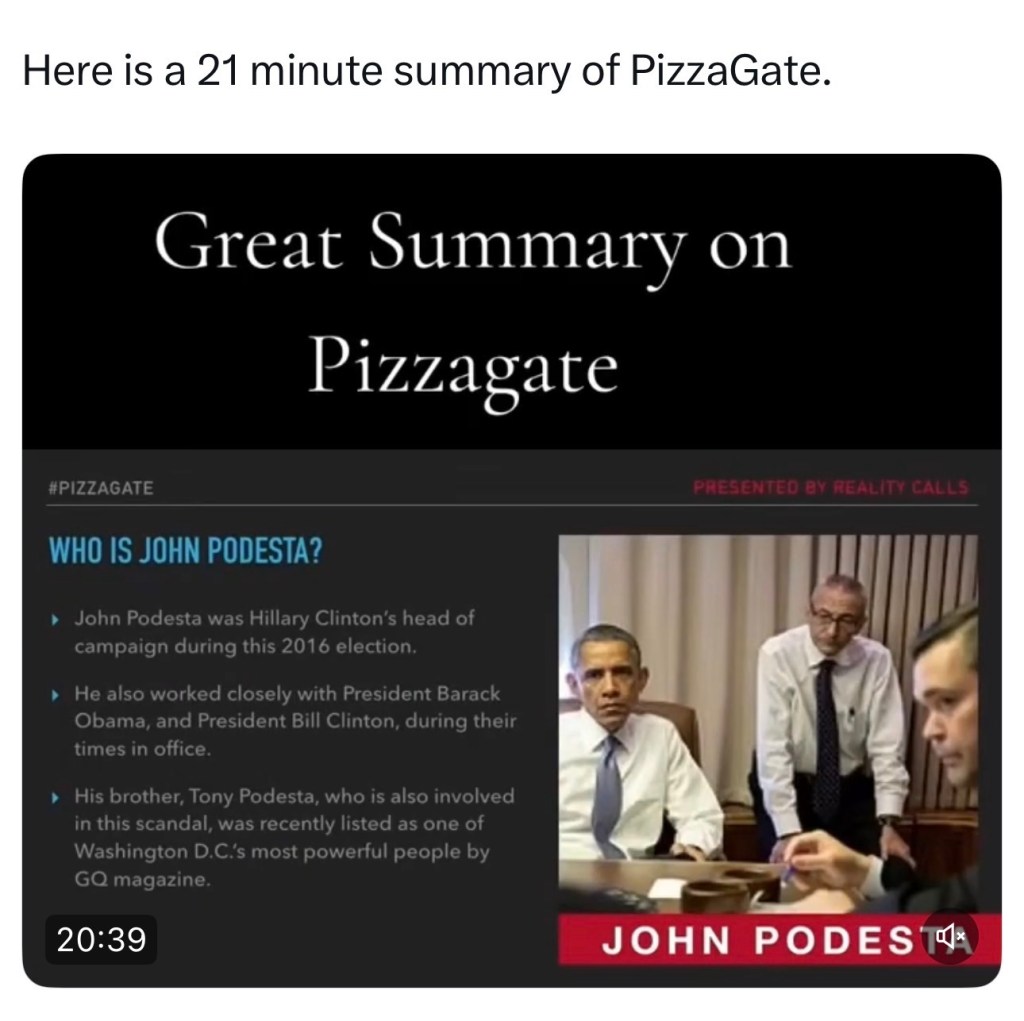 Here is a 21 minute summary of&nbsp;PizzaGate.