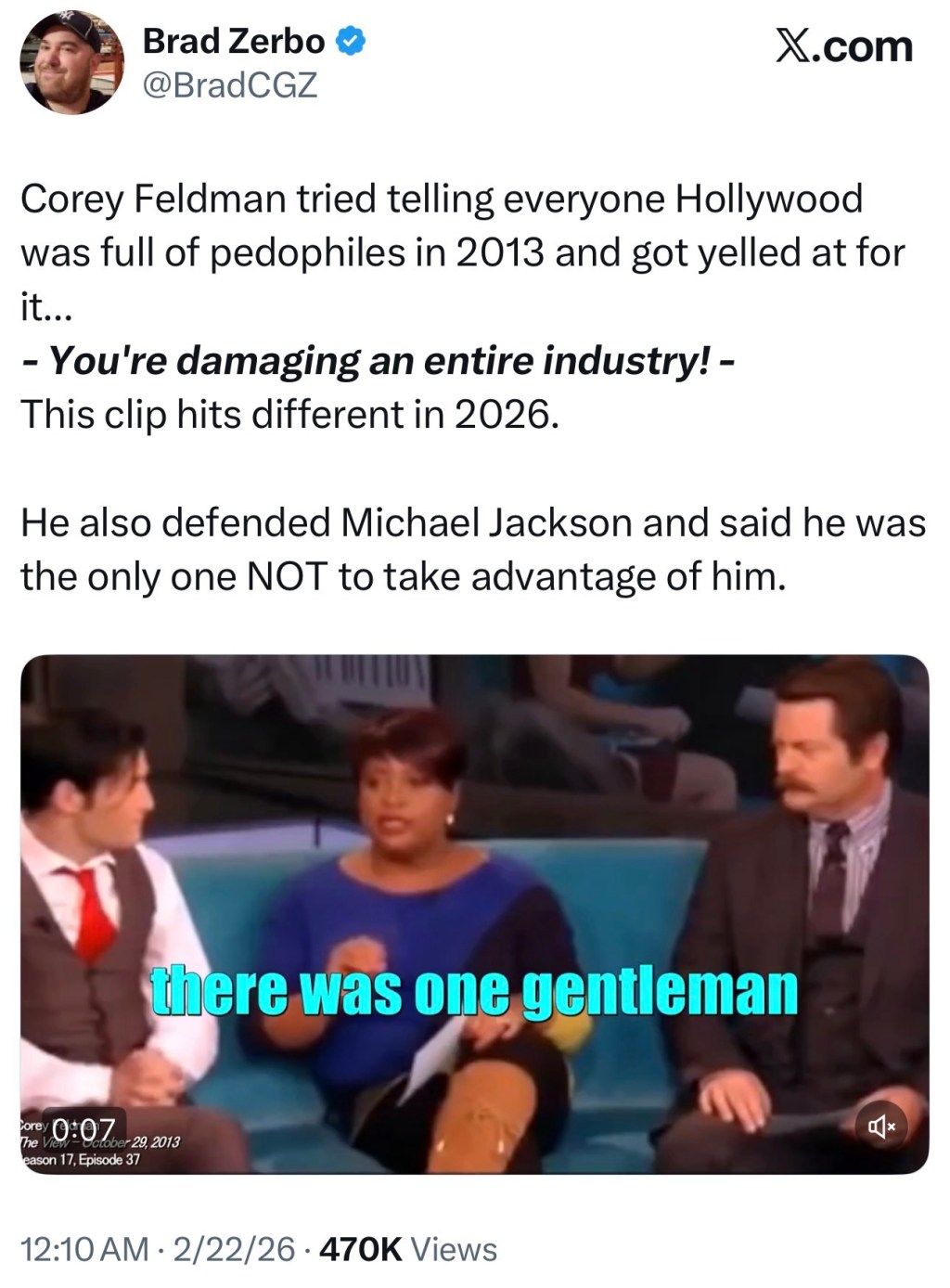 Corey Feldman tried telling everyone Hollywood was full of pedophiles in&nbsp;2013
