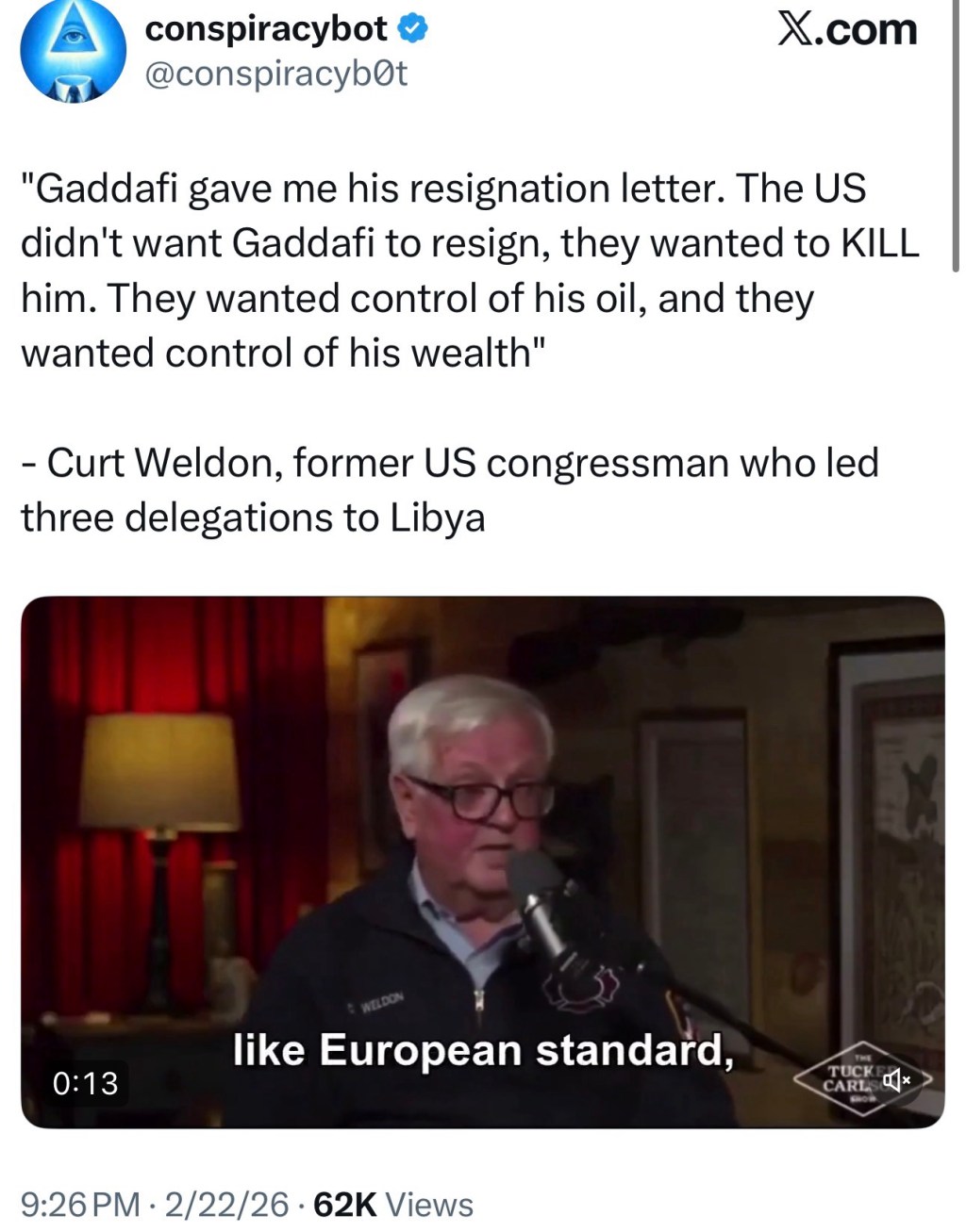 “Gaddafi gave me his resignation letter. The US didn’t want Gaddafi to resign, they wanted to KILL him. They wanted control of his oil, and they wanted control of his&nbsp;wealth”