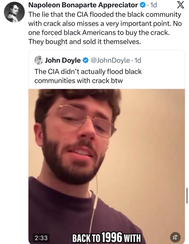 The CIA didn’t actually flood black communities with crack&nbsp;btw