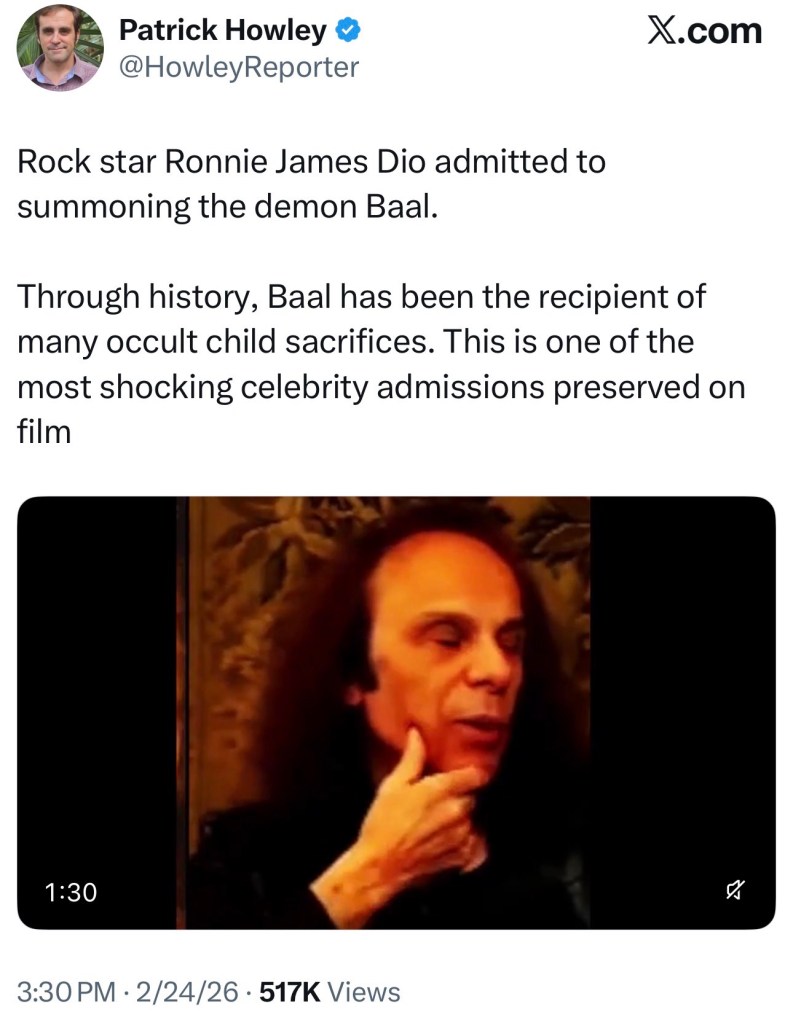 Rock star Ronnie James Dio admitted to summoning the demon&nbsp;Baal.