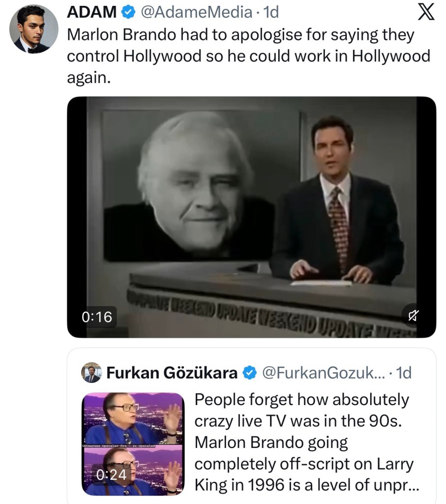 Marlon Brando had to apologise for saying Jews control Hollywood so he could work in Hollywood&nbsp;again.